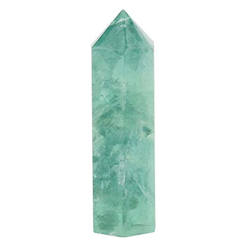 Mumusuki Cuarzo de Cristal Fluorita Verde Natural Columna de Cristal Hexagonal Fluorita Energía Piedra Decoración del hogar Coleccionables （5-7cm）