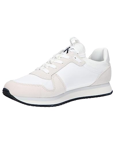 Calvin Klein Jeans Zapatillas para Mujer Runner Sock Laceup Ny-Lth Wn Sneakers, Blanco (Bright White), 40 Eu