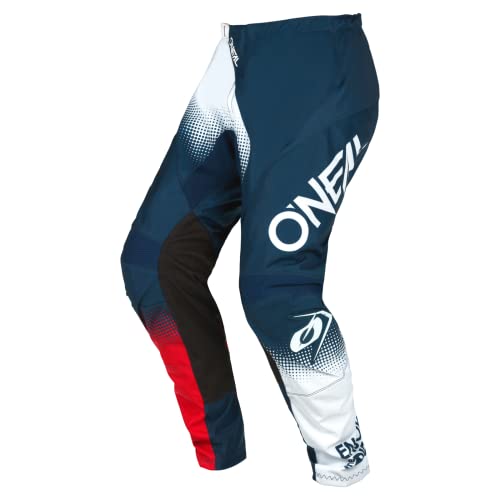 O'Neal | Pantalones de Motocross | Enduro MX | Máxima Libertad de Movimiento, diseño Ligero, Transpirable y Duradero | Pantalones Element Racewear V.22 | Adulto | Azul Blanco Rojo | Talla 42/58