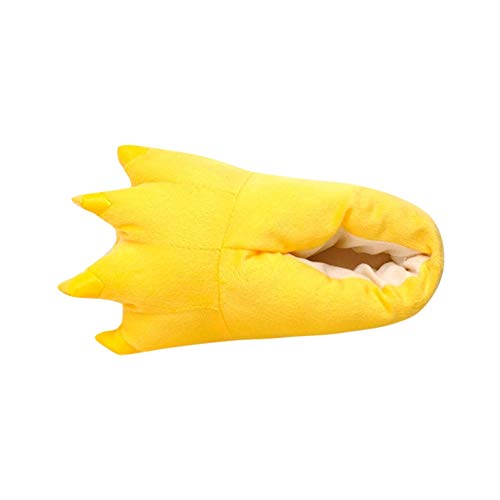 Zapatillas de interior de felpa para mujeres adultas zapatos de garra de pata de animal Zapato Tacón En Zapatos Y, amarillo, Talla única