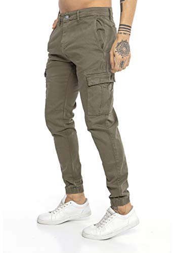 Redbridge Pantalón Chandal para Hombre Vaqueros Jeans Joggers Cargo Look Verde W31 L34