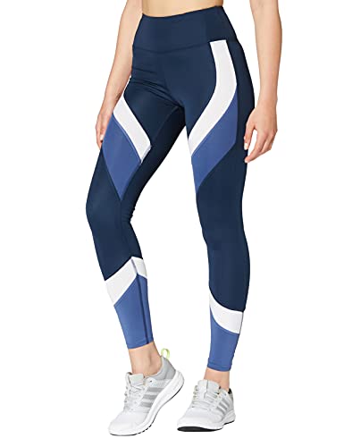 Amazon Essentials Mallas de Deporte Combinadas Mujer, Azul/Blanco/Azul Efecto Lavado, 42