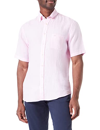 Fynch Hatton Pure Linen Basic, B.D, 1/2 Sleeve Camisa Casual, Rojo (Rose 8126), S para Hombre