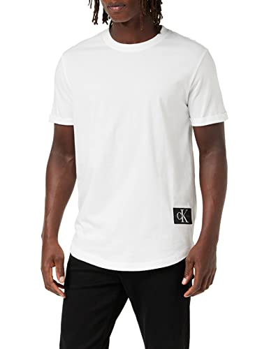 Calvin Klein Badge Turn Up Sleeve Camisa, Bright White, S para Hombre