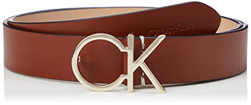 Calvin Klein Re-Lock CK Logo Belt 30mm Cinturn, Cognac, 90 cm para Mujer