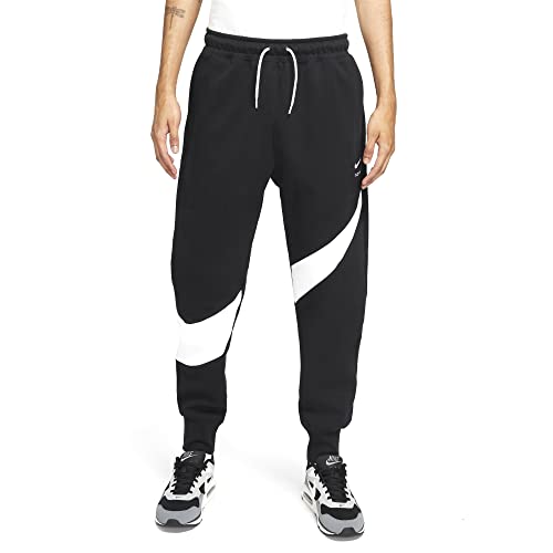 Nike Ropa deportiva Swoosh Tech Fleece pantalones de hombre, Negro/Blanco, Large
