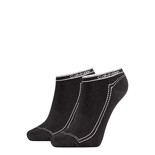 Calvin Klein Women Sneaker 2p Legwear Logo Kimmy Calcetines, Negro, Talla única Grande para Mujer