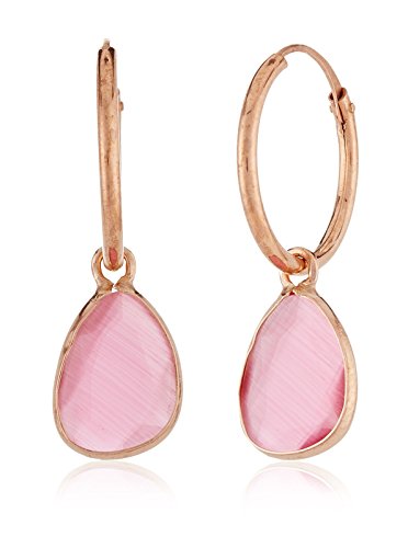 Córdoba Jewels | Pendientes en plata de Ley 925 bañado en oro rosa y piedra semipreciosa. Diseño Aro rosa de Francia