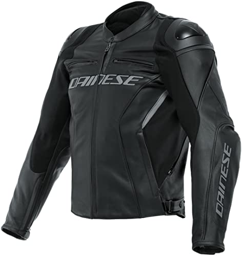 Dainese Racing 4 - Chaqueta de piel para moto, color negro y negro, 116