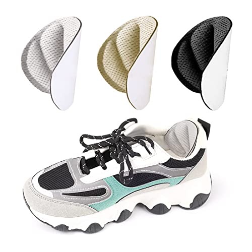 3 pares de taloneras, almohadillas antideslizantes para zapatos grandes, almohadillas antideslizantes para calzado deportivo de hombre y mujer (color piel + negro + gris)