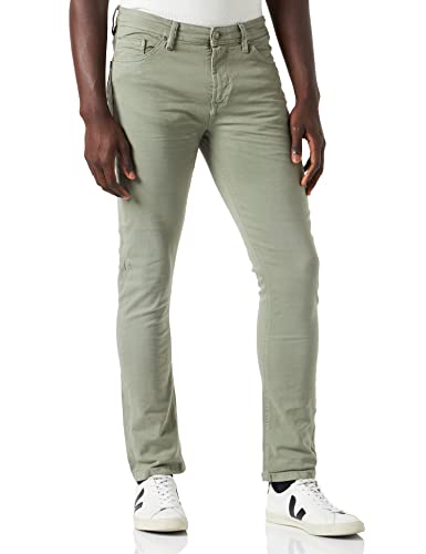 Springfield Pantalón 5 bolsillos color slim lavado, Pantalones Hombre, Verde (Green), 36