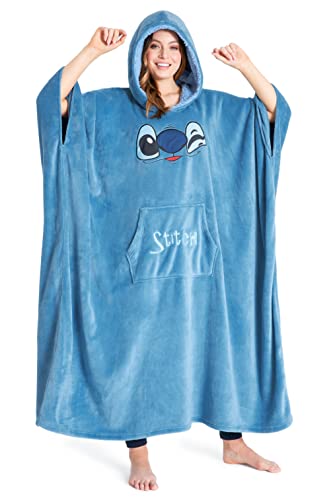 Disney Sudadera Oversize Mujer Polar Talla Única Stitch Winnie Pooh (Azul Largo)