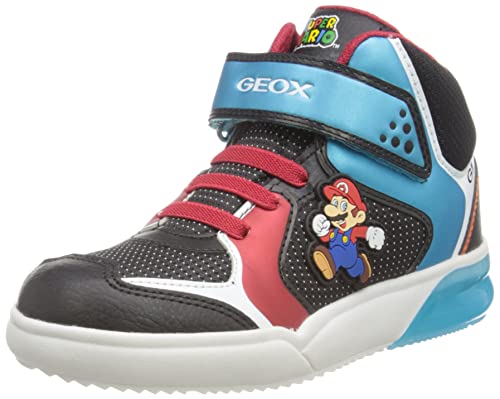 Geox J Grayjay Boy D, Sneakers para Niño, Multicolor (Black/Sky), 24 EU
