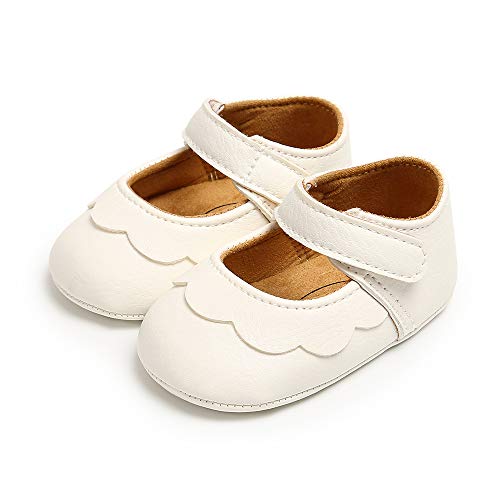 MASOCIO Zapatos Bebe Niña Recién Nacido Primeros Pasos Zapatos Bebé Princesa Suela Blanda Antideslizante Blanco 0-6 Meses