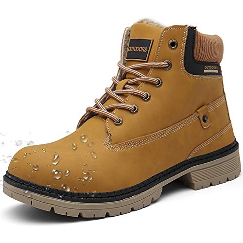 Eagsouni Botas de Nieve Hombre Mujer Cálido Botines Planas Invierno Impermeables Zapatos Senderismo Zapatillas Confortables, Marrón, 39 EU