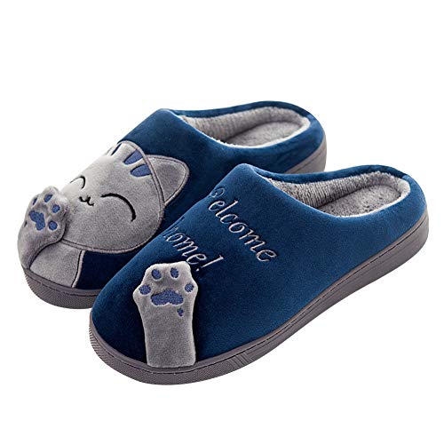 Mishansha Zapatillas Invierno Mujer Casa Zapatos Antideslizante Caliente Pantuflas Casa Cómodas Suave Slippers Azul Gr 40/41 EU (Tamaño del Fabricante 41/42EU)