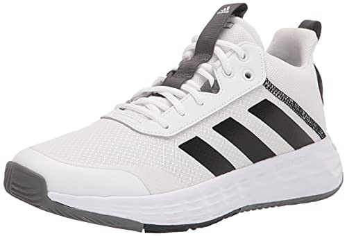 adidas Men's Ownthegame 2.0 Basketball Shoe, White/Black/Grey, 10