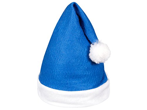 Gorro Gorro de Papá Noel Navidad Azul Blanco con pompón 31