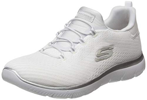 Skechers Summits Fast Attraction, Slip on Mujer, White/Silver, 37 EU