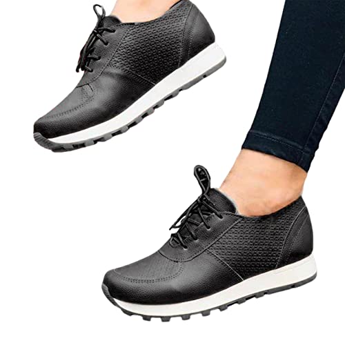 yohoho Zapatos casuales de PU de plataforma para mujer | Zapatillas deportivas ligeras y antideslizantes para correr | Zapatos planos transpirables y cómodos para cuatro estaciones