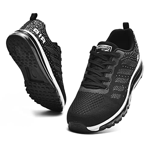 Smarten Zapatillas de Running Hombre Mujer Air Correr Deportes Calzado Verano Comodos Zapatillas Sport Black White 39 EU