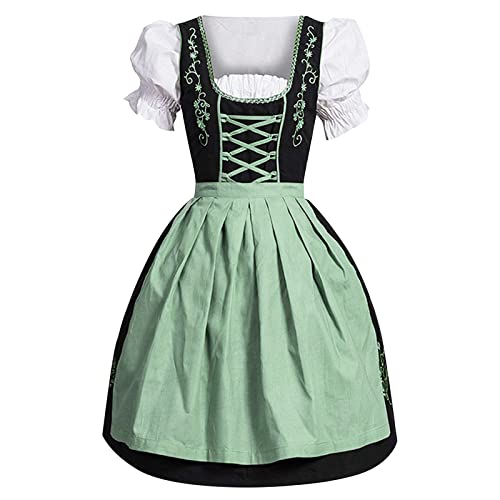 PMDKLSPQ Dirndl - Vestido tradicional para mujer, para Oktoberfest, carnaval, tirolesa, para mujer, vestido de traje tradicional, para Oktoberfest, Halloween, verde, XL