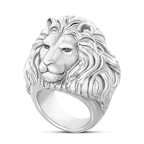 Anillo de cabeza de león de oro para hombre, león vikingo norreno con crin tótem león, anillo gótico de estilo rock punk heavy metal, anillo amuleto, no., no.,
