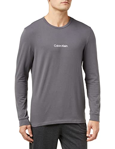 Calvin Klein Crew Neck Camisetas L/S, Sleek Grey, S para Hombre