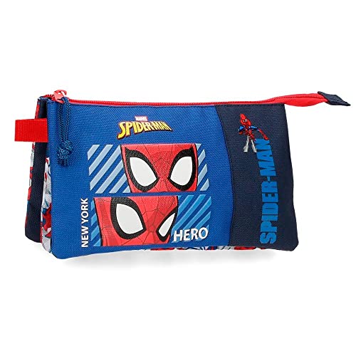 Marvel Spiderman Hero Estuche Triple Azul 22x12x5 cms Poliéster