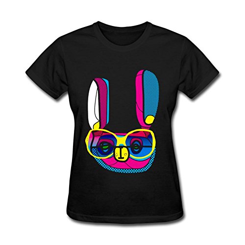yonghui77 - Camiseta de manga corta para mujer, diseño de conejo con gafas