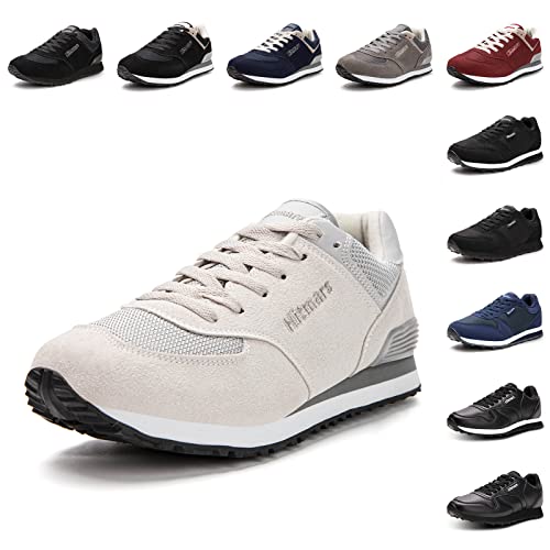 Zapatillas de Running Hombre Mujer Zapatos Deporte Transpirable Zapatos para Correr Casual Deportivas Ligero Sneakers Gimnasio Calzado Beige EU 45