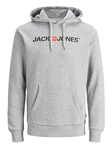 JACK & JONES Jjecorp Logo Sweat Hood Noos_12137054, Hombre, Gris (Light Grey Mixed),M
