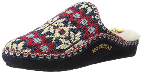 Nordikas Classic, Zapatillas de Estar por casa con talón Abierto Mujer, Azul (Marino), 38 EU