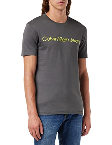 Calvin Klein Institutional Logo Slim tee Camiseta, Industrial Grey, XS para Hombre