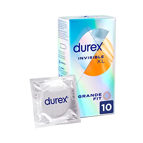Durex Preservativos Invisible XL, Ultra Fino Diseñado para Maximizar Sensaciones, 10 Condones XL