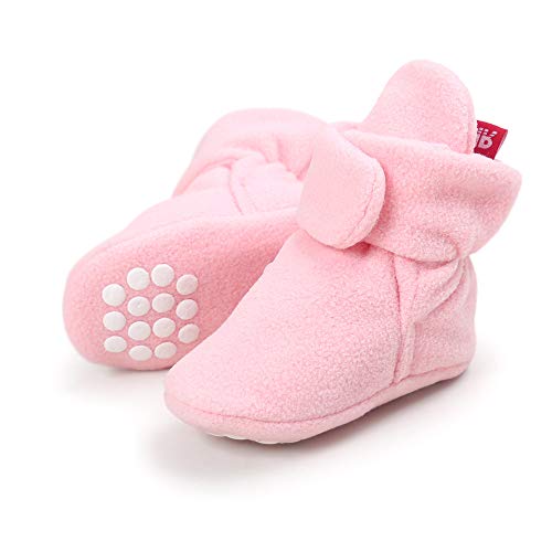 LACOFIA Zapatos de calcetín de bebé Invierno Botas Antideslizantes de Suela Blanda para bebé niño o niña Rosa 6-12 Meses