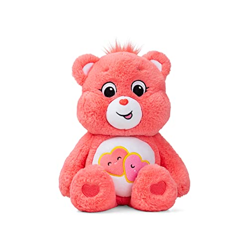 Care Bears 22084 14 Inch Medium Plush Love-A-Lot Bear, Collectable Cute Plush Toy, Cuddly Toys for Children, Aged 4 Years +,Pink