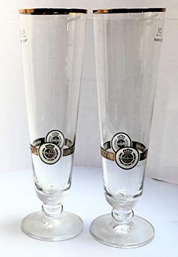Warsteiner - Vasos de cristal (0,25 L, borde dorado, vasos de cerveza, para invitados, bares, fiestas, 2 unidades)