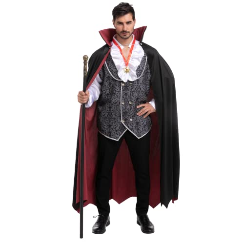 Spooktacular Creations Disfraz de vampiro de Halloween en plata fría para adultos y hombres, eventos de fiesta de Halloween Grande