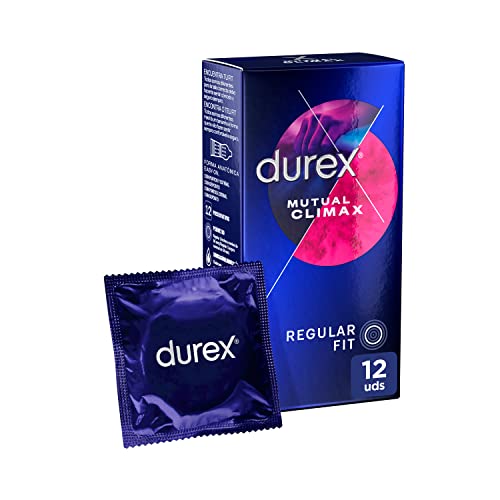 Durex Preservativos Mutual Climax, para acelerar el orgasmo de ella y retrasar el de él, 12 condones