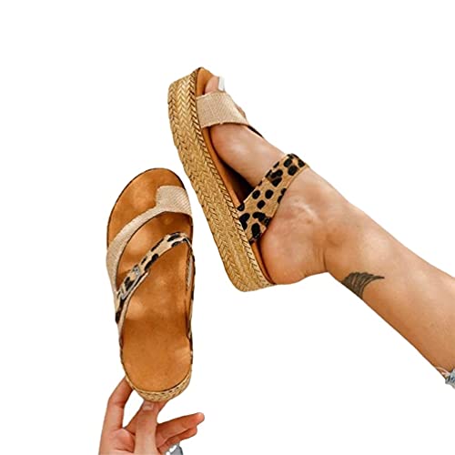 Mrzyzy Zapatos Mujer Sandalias Separador de Dedos Ortopédicos Mujer, Cómodas Zapatillas de Playa para Corrector de Dedos, Zapatillas con Separador de Dedos (Color : Leopard Print, Size : 39EU)