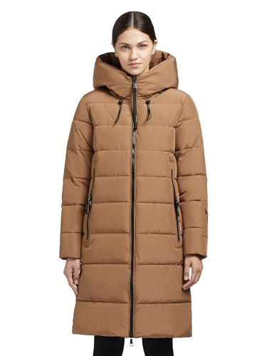 khujo JILIAS2 Abrigo corto acolchado para mujer, chaqueta de invierno, cremallera bidireccional, capucha, Rosa, XL