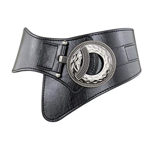 Diyafas Cinturón Ancho Elástico para Mujer Pretina Elástica Cinturones Vestido Decorativos (Negro)
