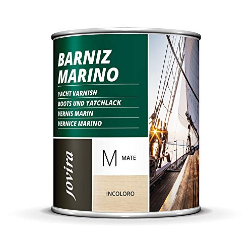 Barniz Marino, barniz madera exterior-interior, barniz madera incoloro-transparente. Especial resistencia en ambientes marinos. (750 Mililitros, Mate)