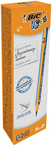 BIC Kids Jumbo Triangular Learner Lápices de Grafito HB para Niños – Óptimo para enseñar a Escribir - Azul, Caja de 12 Lápices
