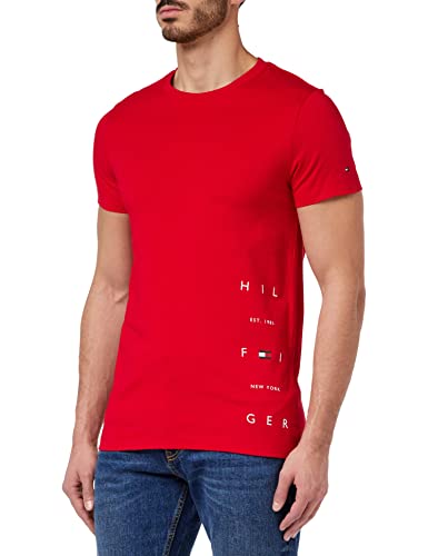 Tommy Hilfiger Camiseta de colocación espaciada S/S, Primary Red, S para Hombre
