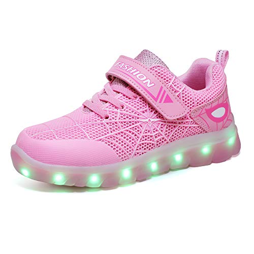 Aizeroth USB Carga 7 Colores LED Zapatos Ligero Transpirable Luminosas Flash Deporte de Zapatillas con Luces Los Mejores Zapatillas de Deporte de la Mascarada para Día de Reyes/Navidad niño Regalos