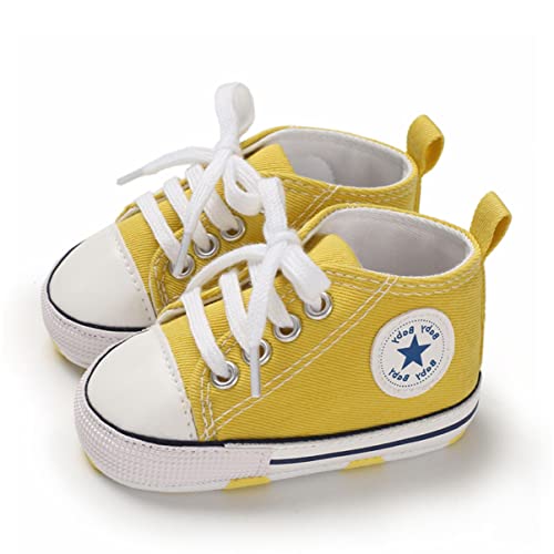 Zapatos de Primeros Pasos niños Zapatos de Lona para niños Suela Blanda Zapatos de Lona Transpirables y Antideslizantes Ligeros para bebé 20 EU Amarillo