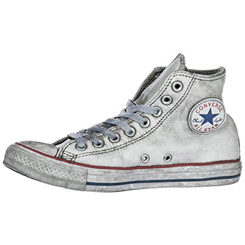 MainApps - Zapatillas Converse All Star Limited Edition, de piel, blancas, para hombre y mujer, Hombre, 158576C, gris, 9.5