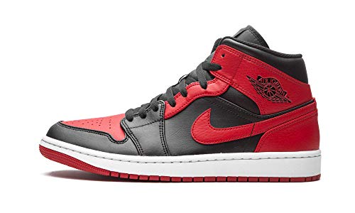 Nike - Zapatillas Air Jordan 1 Mid Banned, 554724 074, de color negro, rojo y blanco, para hombre, color, talla 41 EU